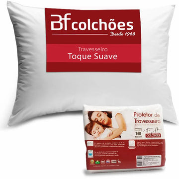 Kit Travesseiro Antialérgico + Protetor Impermeável 100% Algodão