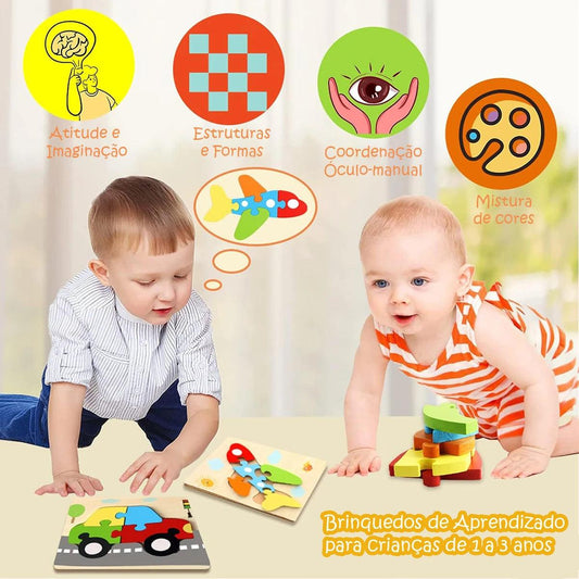 Quebra-cabeças de Madeira 6 Forma Montessori